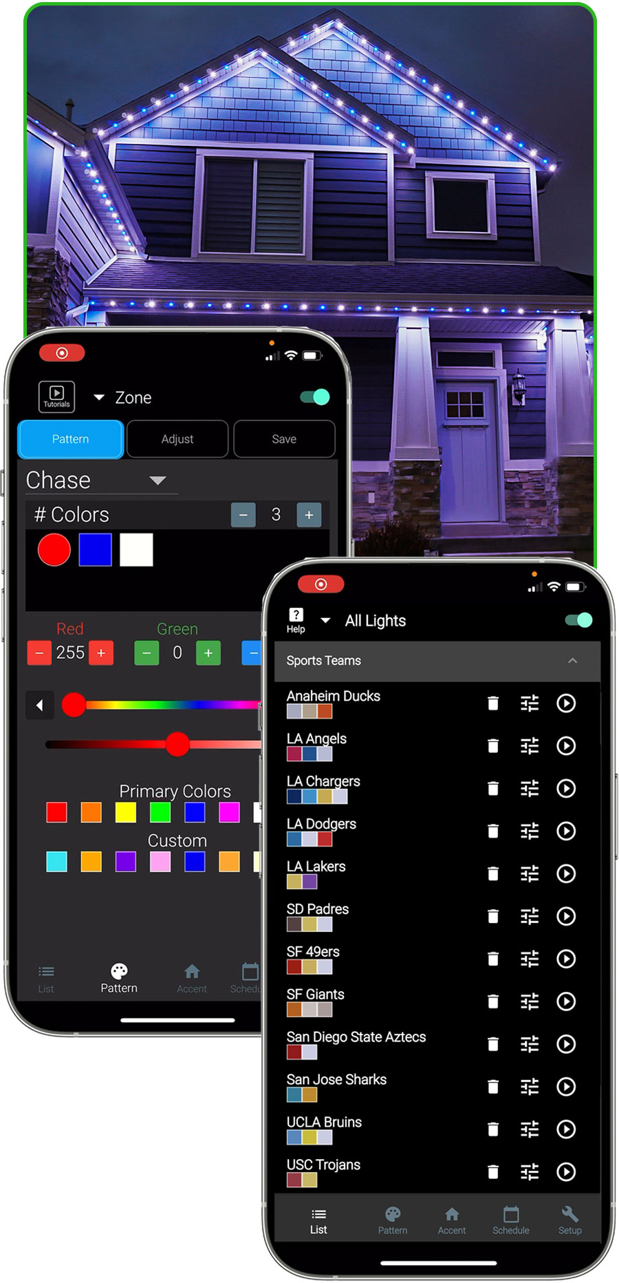 Game Day Lighting on home with app