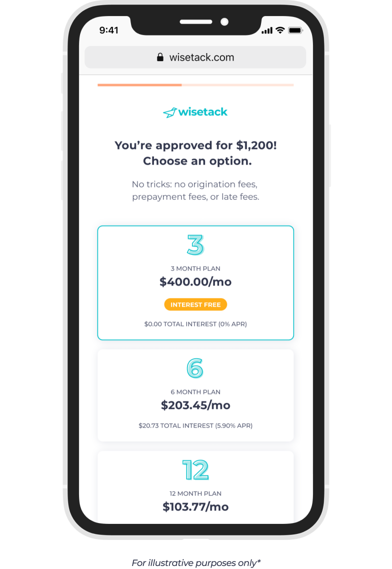 View of the Financing App on Mobile